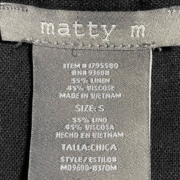 Matty M Linen Blend Button Front Romper S Black Belted Multi-Pocket NWT - Picture 6 of 7